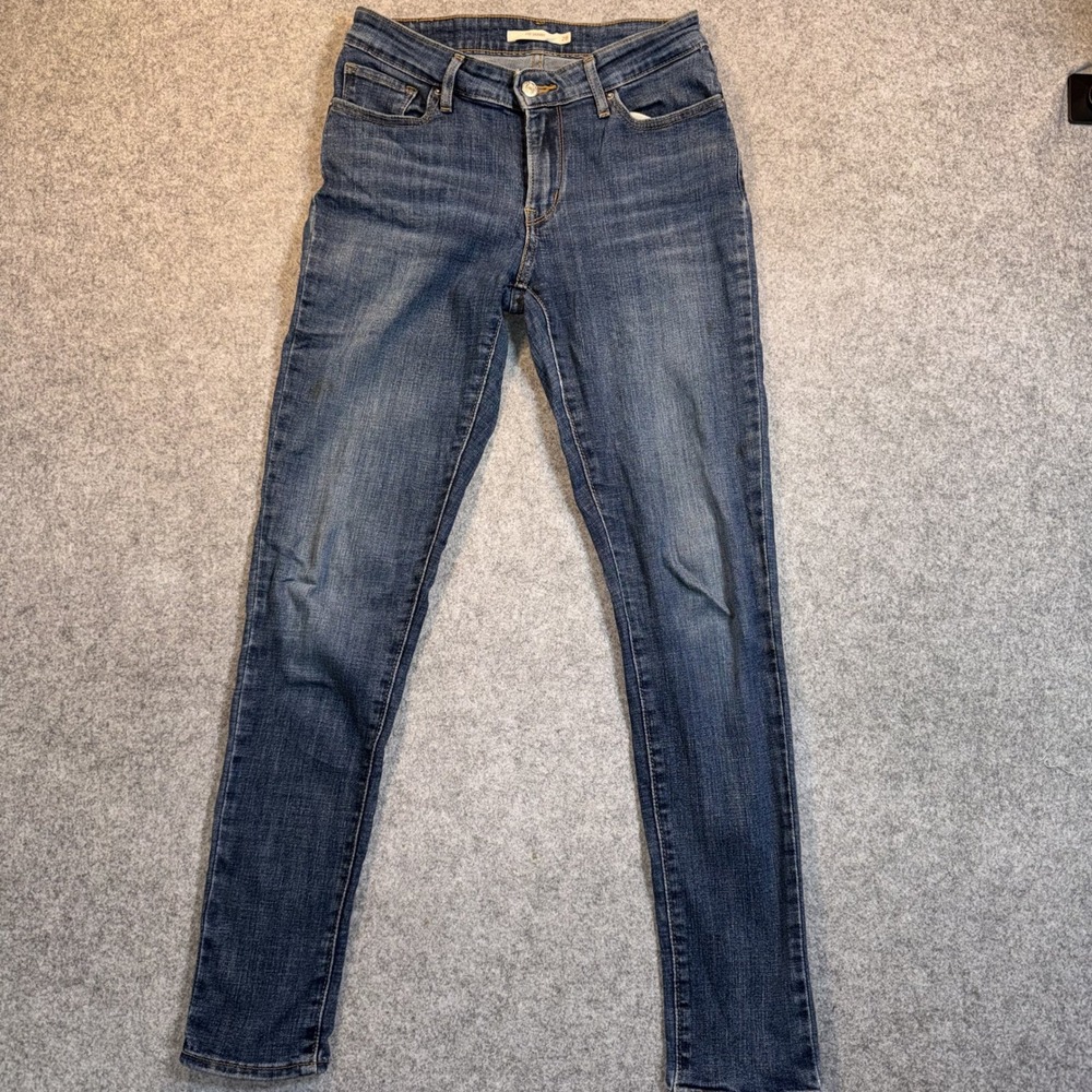 Levi's 711 Skinny Jeans 28 Blue Distressed Stretch Denim